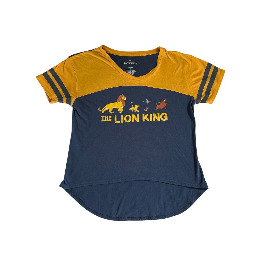 Disney The Lion King Graphic Tee Women’s Large Colorblock V Neck Hi Low Hem